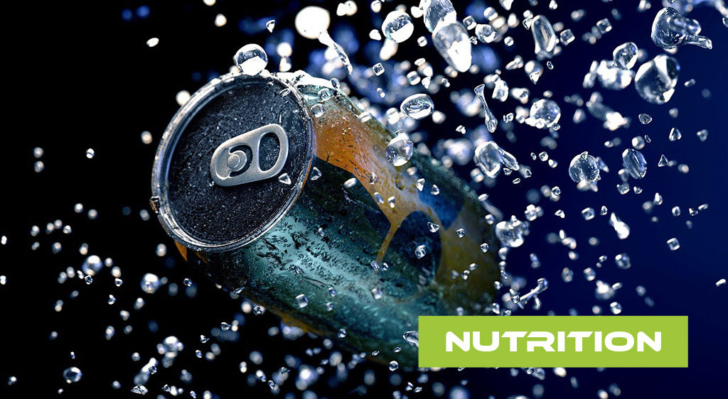 Energy Getränkedose mit Wassertropfen